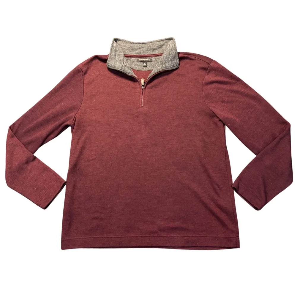 Banana Republic Quarter Zip Pullover‎ Burgundy Casual Night Out XL Mens